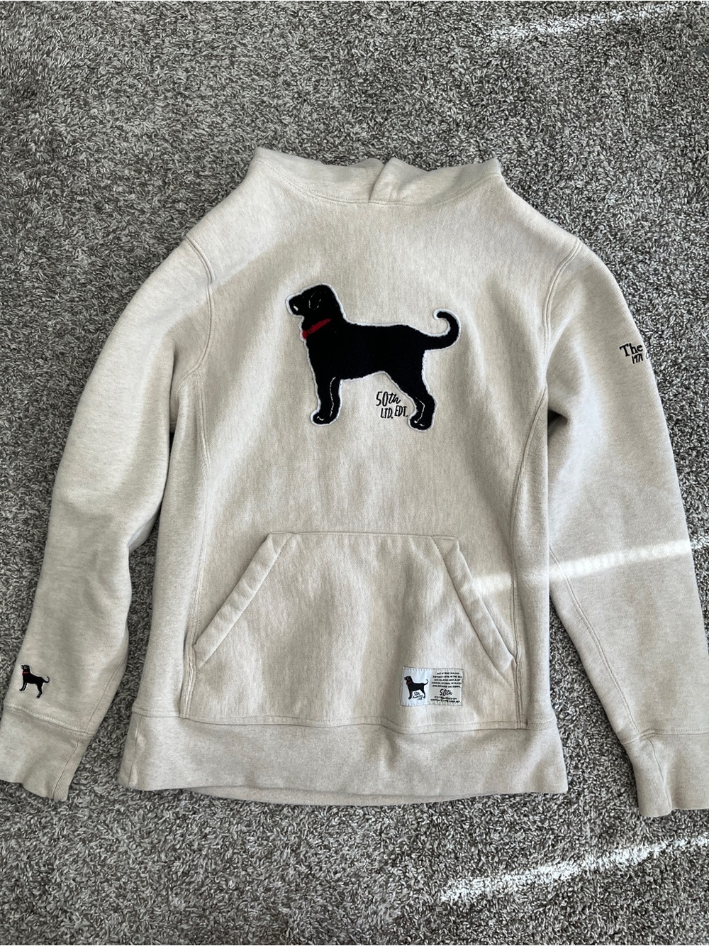 The Black Dog Cream Pullover Hoodie with Black Dog Applique